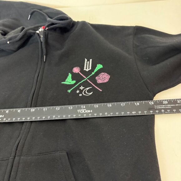 Wicked Womens Black Hoodie Size XS Sweatshirt Embroidery Witchy Kangaroo Pockets - Picture 11 of 16